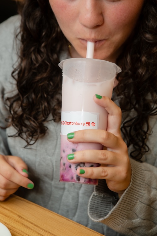 girl drinking bubble tea